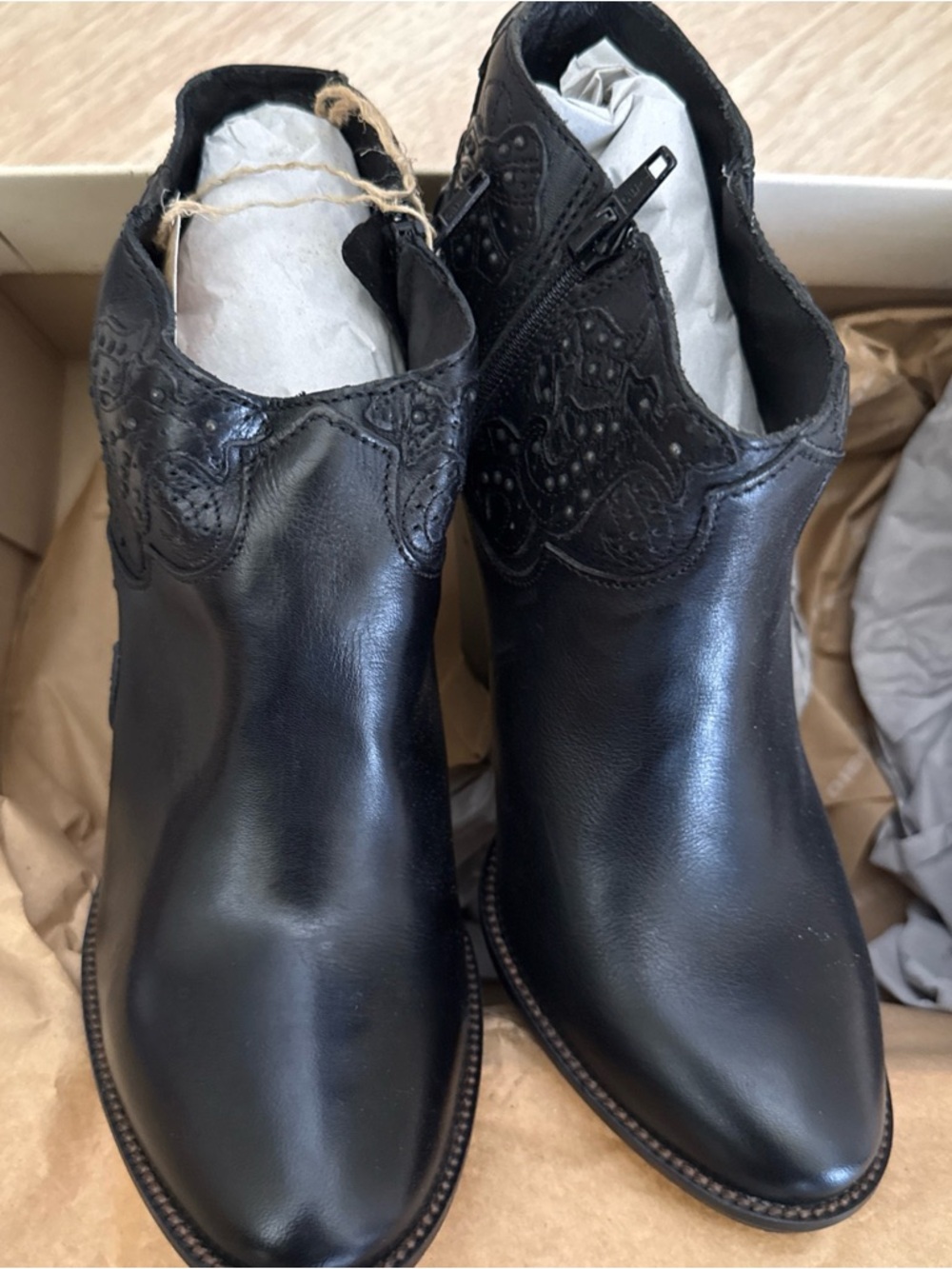 Diesel Black Leather Western-Style Ankle Booties - Picture 2 of 5
